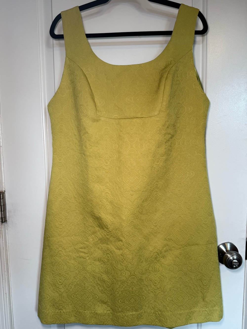 Anthropologie Sleeveless A-Line Dress in Green Jacquard